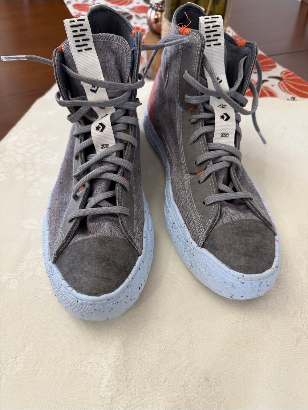 Converse High-Top Sneakers - Gray with Light Blue Speckled Sole